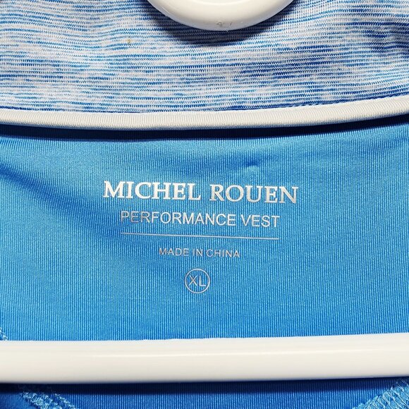 Michel Rouen Mens Size XL Light Blue Performance Vest Zip Neck Activewear - Picture 4 of 7